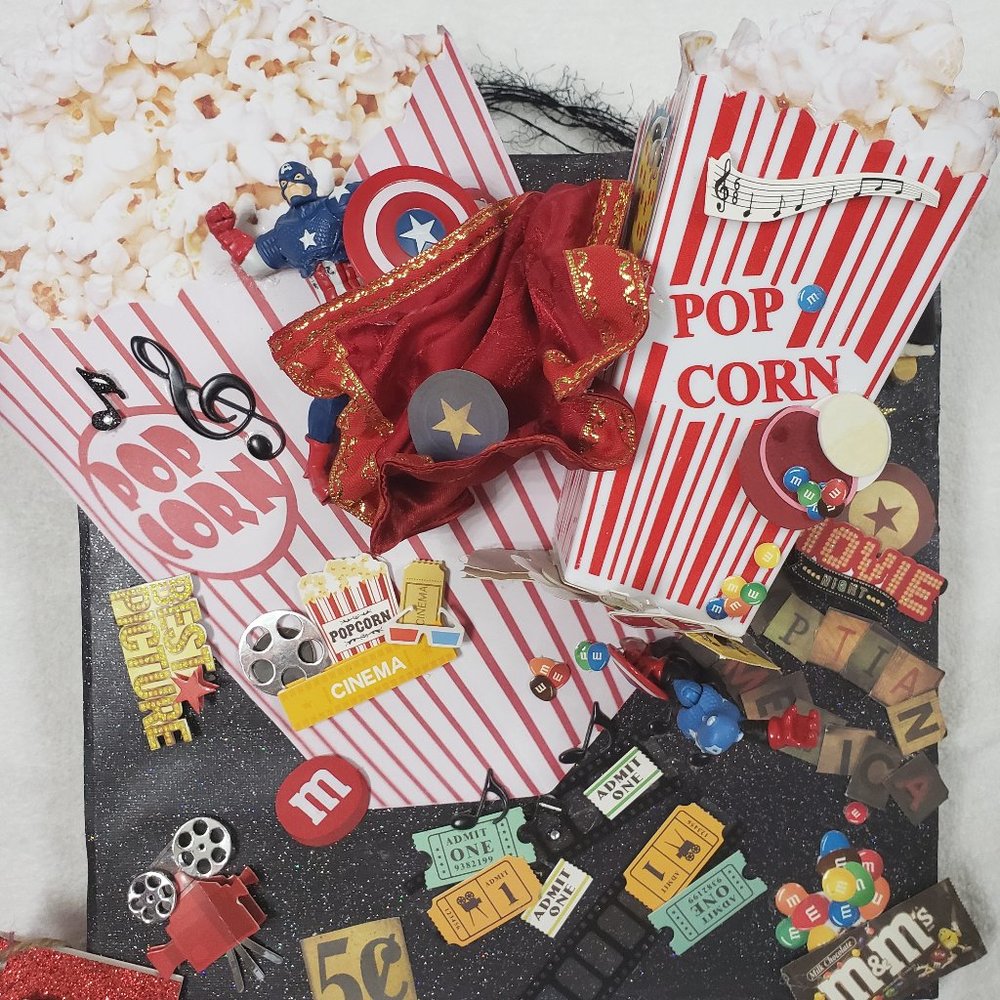 Vintage Captain America Mixed Media Wall Decor. Art,  Popcorn, Handmade, Movies